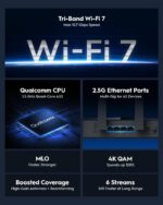 Cudy BE11000 Tri-Band Wi-Fi 7 Mesh Router With 10.6Gbps Speed, 4×2.5G Ports, Qualcomm Quad-Core CPU, MLO, MU-MIMO, VPN, Cloud Control | WR11000