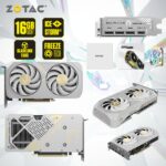 ZOTAC GAMING GeForce RTX 5060 Ti 16GB Twin Edge OC White Edition , 4608 CUDA Cores, 2602 MHz Engine Boost,  Blackwell Architecture, DLSS 4, PCIe 5.0, IceStorm 2.0 Cooling, SFF-Ready Design | WHITE 