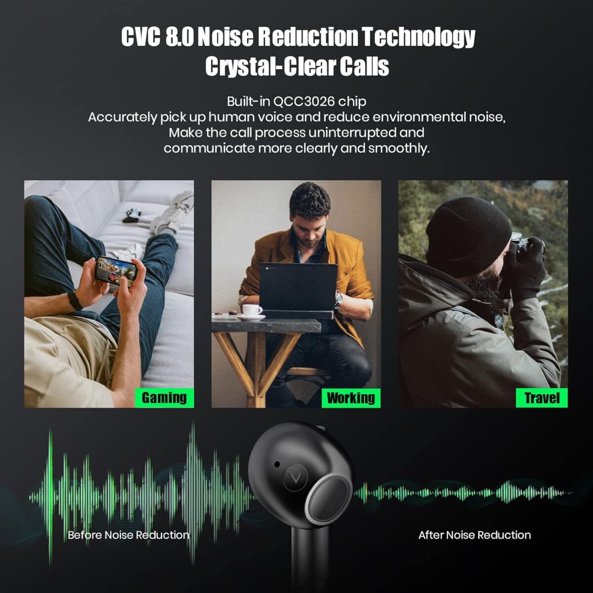 GravaStar Sirius P5 Wireless Earbuds With 12mm Dynamic Drivers, Bluetooth 5.2, 48ms Gaming Mode, Interchangeable Shell Charging Case, ENC Calling, 30-Hour Playtime, IPX4 | Defense Mecha White 