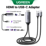 UGREEN-35984A UGREEN HDMI to USB-C 4K 60Hz 2 Meter Cable With USB Power Cable UGREEN Active HDMI To USB-C 4K 60Hz Cable With USB Power 2-meters , Supports 2K 120Hz 1080P 144Hz HDR Surround Audio, Unidirectional HDMI to Thunderbolt , for Switch, PS5 - SteamDeck - Laptop to USB-C Portable Monitor -AR/XR Headset | 35984A