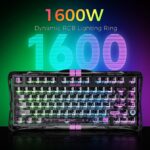 GravaStar Mercury V75 Lite Transparent 75% Mechanical Keyboard with RGB Blackcore HE Magnetic Switch Keyboard, Wired Low-Latency, 0.01mm Precision, Adjustable Actuation, Rapid Trigger, Hot-Swappable, Windows & macOS ,| Transparent Black