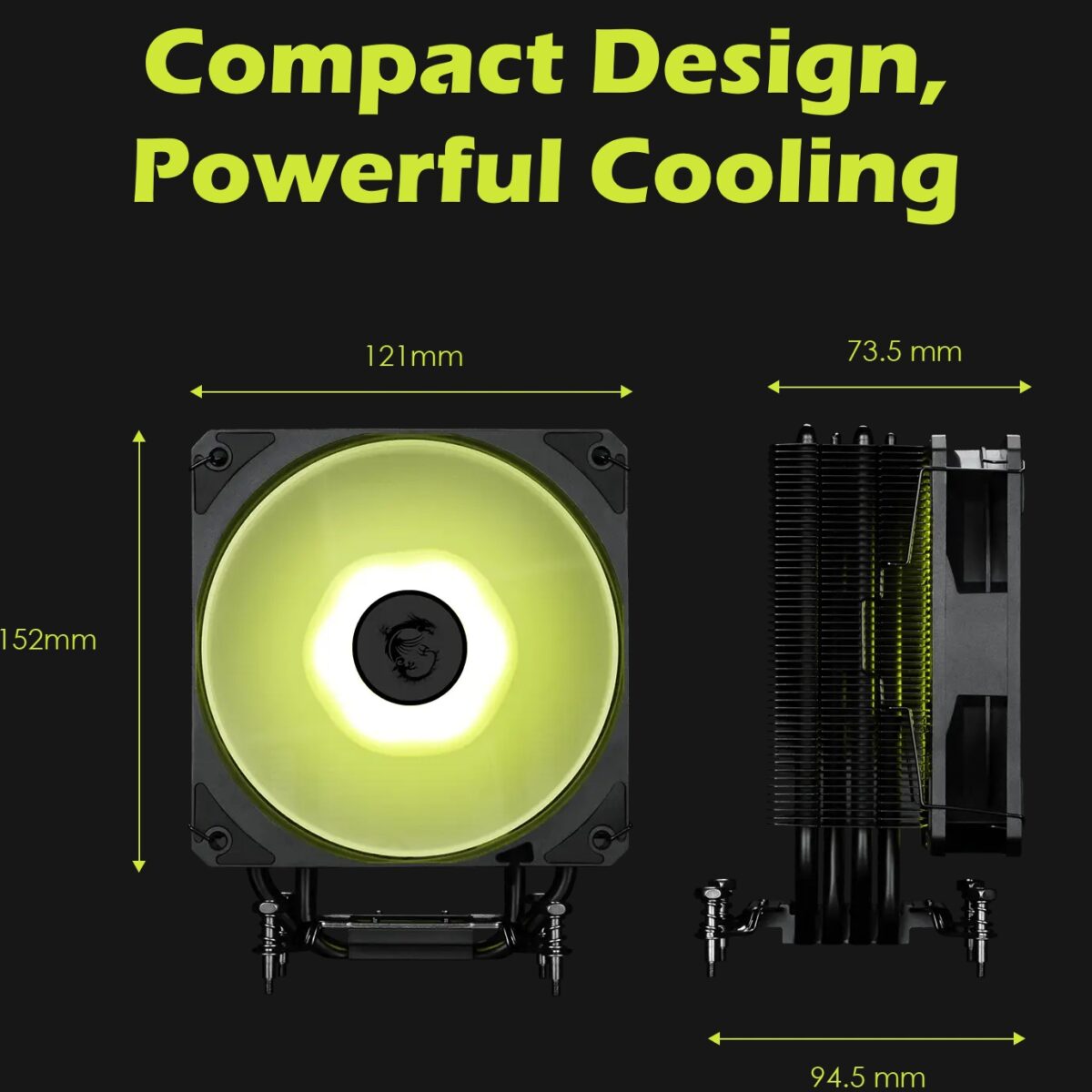MSI MAG COREFROZR AA13  ARGB CPU Air Cooler With 240W TDP, Quad 6mm Heat Pipes, 120mm CycloBlade7 Fan, Intel LGA 1700/1851 & AMD AM4/AM5 Support | Black