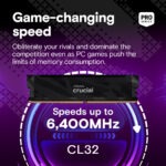 CP2K16G64C32U5B RAM CRUCIAL PRO 32GB (16X2) 6400MHZ CL32 BLACK Crucial Pro Overclocking DDR5 32GB RAM Kit (2x 16GB) 6400MT/s CL32 1.35V OC Gaming Memory , Intel XMP 3.0 Ready / AMD EXPO Compatible , Low-Latency Performance, Aluminum Camo Heatspreader | BLACK ~ CP2K16G64C32U5B