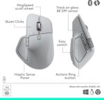 Logitech MX Master 4 Wireless Mouse With Haptic Feedback, MagSpeed Scroll Wheel, 8K DPI Darkfield Sensor, Bluetooth LE, USB-C Logi Bolt, Multi-Device Support | Pale Gray