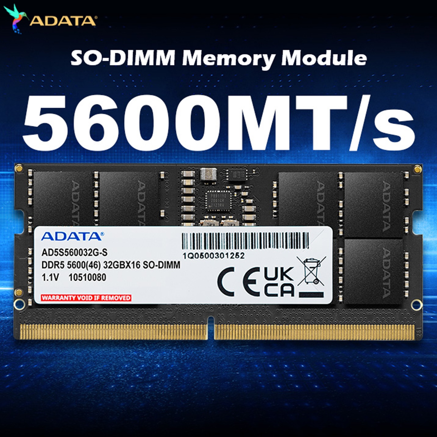 ADATA 8GB 5600MHz SO-DIMM DDR5 Laptop Memory, CL46 1.1V Supports Intel XMP & AMD Expo, Built in PMIC, On Die ECC, Low Voltage, More Bandwidth- AD5S56008G -S