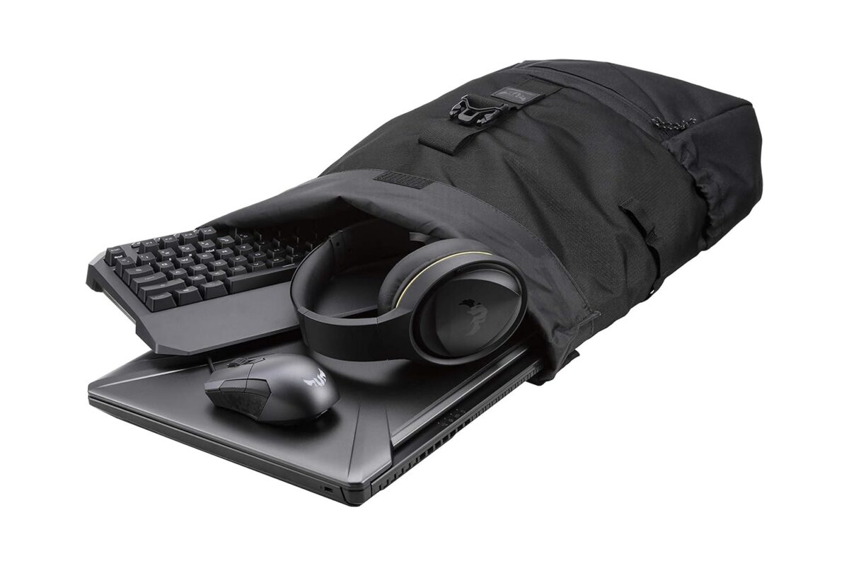 ASUS TUF Gaming BP1700H Tactical Laptop Backpack For 17.3-Inch Notebooks With Water-Repellent Polyester, Roll-Top Closure, Padded Straps, And Multi-Pocket Storage | 90XB05J0-BBP000