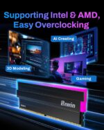 Biwin Black Opal DW100 DDR5 6000 MT/s RGB 32GB RAM Kit (16GB x2) CL28 , 1.4V , Three-Fin Cooling, Hynix ICs, Unlocked PMIC, AMD Optimization , Intel Compatible , One-Click Overclocking | BLACK ~ BXL53260DW1-D28FB