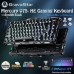 GravaStar Mercury V75-HE Gaming Keyboard With RGB Gateron Magnetic Jade Pro Switch : 8000Hz Polling Rate, 0.005mm Magnetic Switch Precision, 0.125ms Ultra-Low Latency, 256kHz Scan Rate, Adjustable Actuation, Rapid Trigger, Semi-Aluminum Build  | Stealth Black