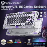 GravaStar Mercury V75-HE Gaming Keyboard With RGB Gateron Magnetic Jade Pro Switch : 8000Hz Polling Rate, 0.005mm Magnetic Switch Precision, 0.125ms Ultra-Low Latency, 256kHz Scan Rate, Adjustable Actuation, Rapid Trigger, Semi-Aluminum Build  | Mecha Gray