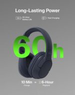 Belkin SoundForm Surround Bluetooth Over-Ear Headphones, Noise Cancelling Headphones, Wireless with 60H Playtime and Soft Ear Cups , for iPhone, Galaxy, iPad | Navy Blue ~ AUD009HQBL