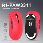 ATTACK SHARK R1 Wireless Gaming Mouse 59g Superlight, PixArt PAW3311 18,000 DPI Sensor, Tri-Mode Wired/2.4G/BT5.2, 65-Hour Battery, 1000Hz, Red