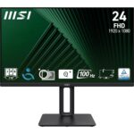 MSI PRO MP245PG 23.8 Inch Full HD Office Monitor - 1920 x 1080 IPS Panel, 100 Hz, Eye-Friendly Screen, VESA Mountable, Display Kit Support, 4-Way Adjustable - HDMI 1.4, DisplayPort 1.2, D-Sub