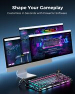 GravaStar Mercury V75 Pro Hall Effect Gaming Keyboard With Gateron HE Magnetic Jade Switch, 8000Hz Polling Rate, 0.005mm Precision, 256K Scan Rate, Adjustable Actuation, Rapid Trigger, RGB Lighting, Semi-Aluminum Build | Cyberpunk