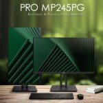 MSI PRO MP245PG 23.8 Inch Full HD Office Monitor - 1920 x 1080 IPS Panel, 100 Hz, Eye-Friendly Screen, VESA Mountable, Display Kit Support, 4-Way Adjustable - HDMI 1.4, DisplayPort 1.2, D-Sub