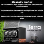 FD-C-TER1N-01 FRACTAL DESIGN TERRA GRAPHITE MINI ITX USB 3.2 CASE Fractal Terra Graphite Mini-ITX Case With Solid Walnut Front, 8mm Aluminum Panel, PCIe 4.0 Riser, Adjustable Spine, 322mm GPU Support, SFX PSU, Dual SSD Mounts ~ FD-C-TER1N-01