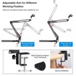 Flexible Desktop Microphone Arm Stand With Dual 35cm Arms, 360° Rotation, Desk Clamp Mount, Vibration Reduction Design, Metal Construction, Supports Microphones Up To 500g