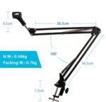 Flexible Desktop Microphone Arm Stand With Dual 35cm Arms, 360° Rotation, Desk Clamp Mount, Vibration Reduction Design, Metal Construction, Supports Microphones Up To 500g