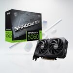 MSI GeForce RTX™ 5060 8G SHADOW 2X OC Graphics Card With NVIDIA Blackwell Architecture 8GB GDDR7 28Gbps , 2527 MHz Boost , 3840 CUDA® , PCIe Gen5 DLSS 4 Dual Fan Cooling