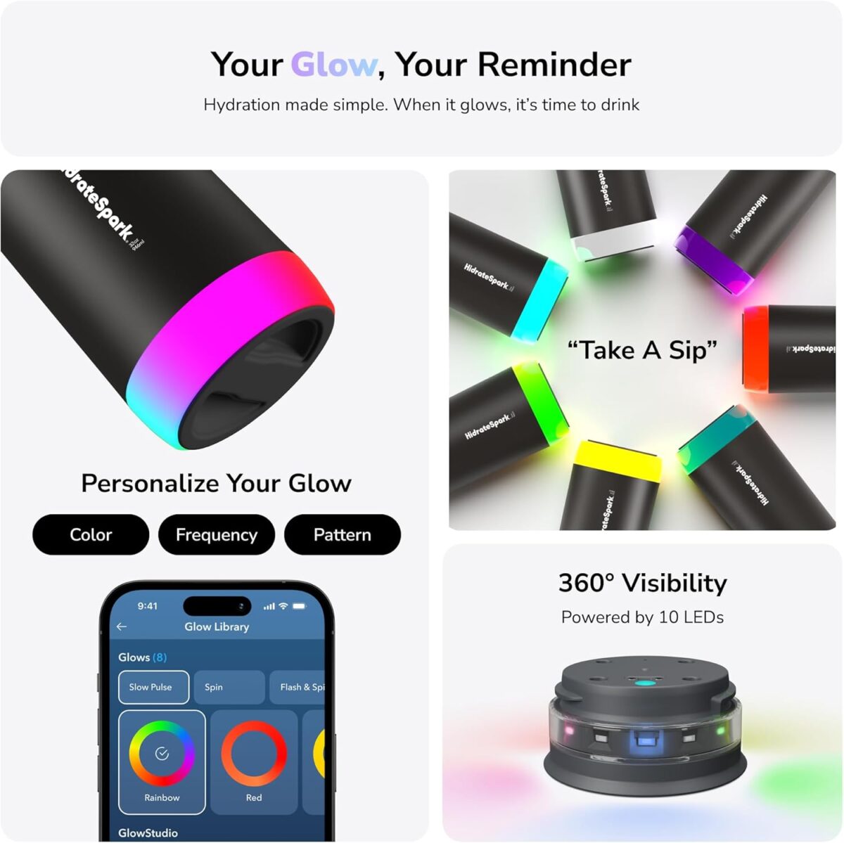 HIDRATESPARK-PROSTEE Hidrate Spark PRO Smart Water Bottle/Insulated Stainless Steel/Tracks Water Intake with Bl Hidrate Spark PRO Smart Water Bottle – Insulated Stainless Steel – Tracks Water Intake with Bluetooth, LED Glow Reminder When You Need to Drink – Straw Lid, 21oz, Brushed Steel