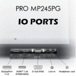 MSI PRO MP245PG 23.8 Inch Full HD Office Monitor - 1920 x 1080 IPS Panel, 100 Hz, Eye-Friendly Screen, VESA Mountable, Display Kit Support, 4-Way Adjustable - HDMI 1.4, DisplayPort 1.2, D-Sub