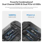 Beelink SEi14 Mini PC : Intel® Core Ultra 5 125H | 32GB DDR5 RAM ; 1TB PCIe 4.0 SSD | Intel® Arc Graphics | Triple 4K Display, WiFi 6 & Bluetooth 5.2 | DOS | Frost Silver - Image 6