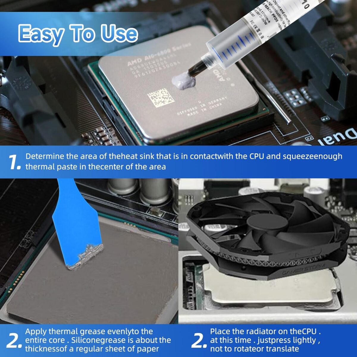 HY710 Silver Thermal Grease 25g Syringe With 3.17W/m-k Conductivity, Low 0.067°C-in²/W Impedance, Wide -20~180°C Operation Range, DIY-Ready Silver Formula For CPU GPU Cooling