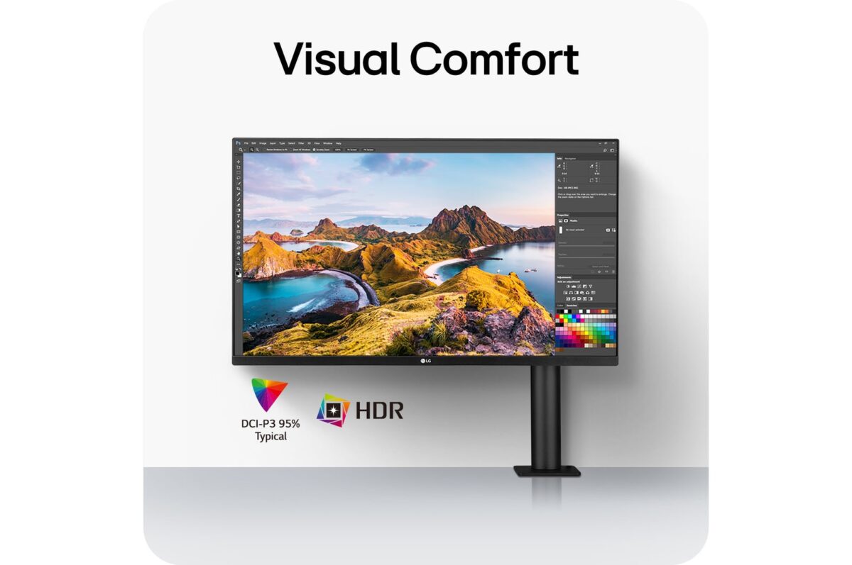 LG UltraFine Ergo 32 Inch UHD 4K IPS Monitor With  Built-in Speaker, DCI-P3 95% HDR10 USB Type-C 60W Power Delivery , Fully Adjustable C-Clamp  Retractable & Rotatable Ergonomic Stand | BLACK ~ 32UN880K-B