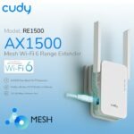 CUDY AX1500 Mesh Wi-Fi 6 Range Extender With 1201Mbps 5GHz + 300Mbps 2.4GHz, Dual-Band AX, WPS Setup, Ethernet Port, Mesh Support | RE1500