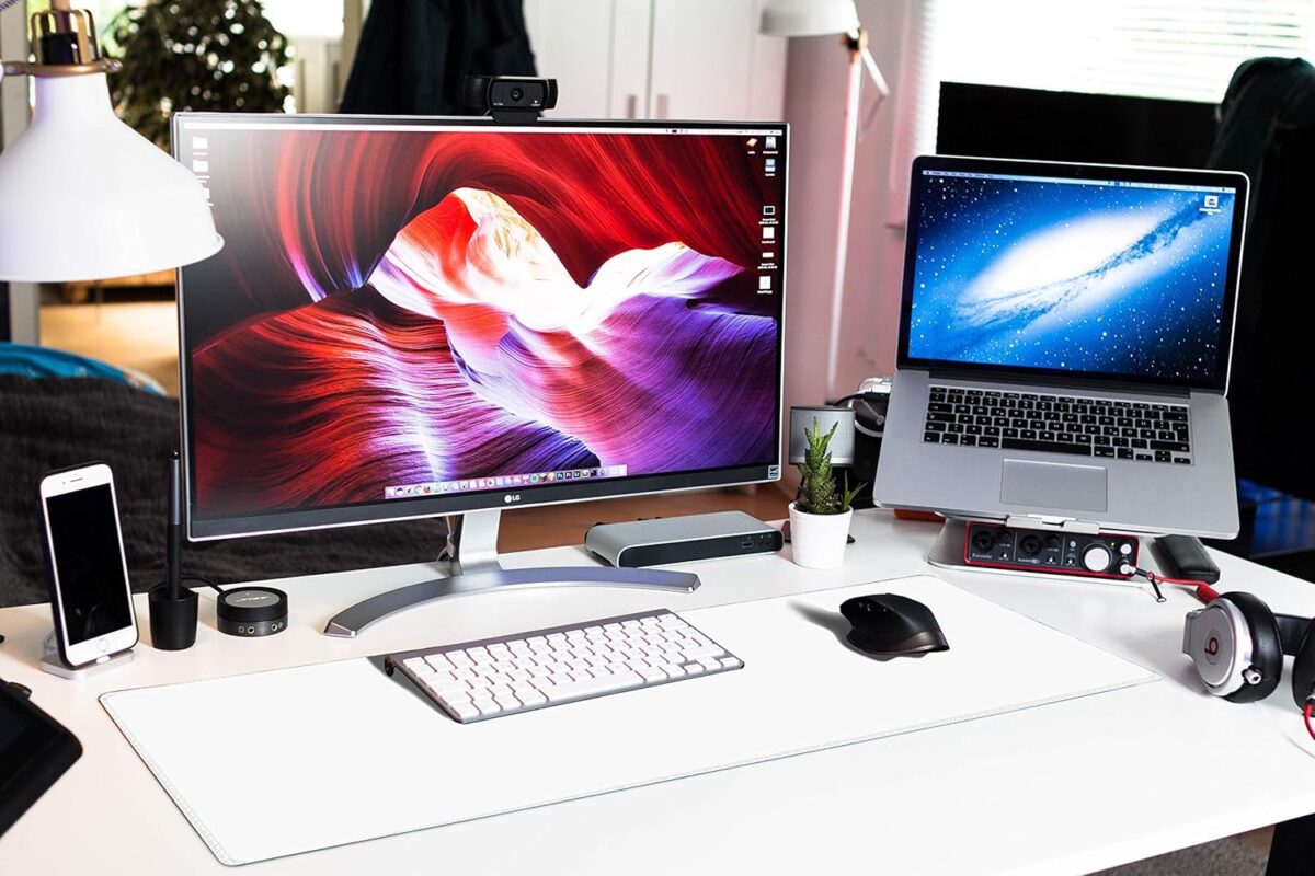 Large Gaming Mouse Pad - 900 x 400 x 2 mm - Mouse Pad - Stitched Edges - Extended Mouse Pad with Special Surface - Surface Improves Speed and Precision - Non-slip Rubber Base | WHITE