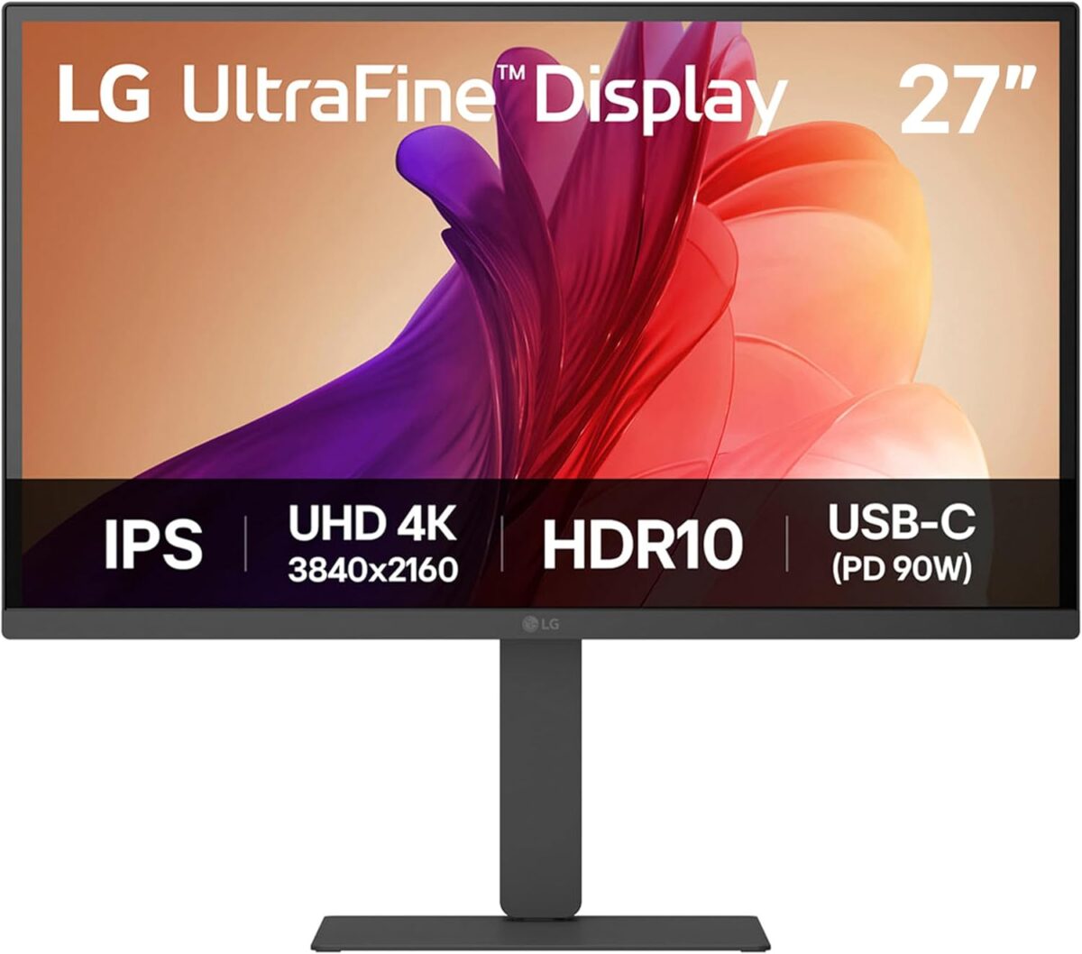 LG UltraFine Monitor - 4K UHD IPS 27 inch, 60Hz, 5ms GtG, HDR10, Home/Office Display, Eye Care features, Built-in Speakers, HDMI, DisplayPort, USB-C with 90W PD | Black ~ 27U730A-B