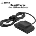 BUZ001 Belkin BoostCharge 4-Port USB Power Extender with Built-in 2m Cable/2 USB-C & 2 USB-A PorT Belkin BoostCharge 4-Port USB Power Extender , 2× USB-C + 2× USB-A, 2m Extension Cable, Multi-Device Charging for iPhone 17/16/15 Series, iPad, Pixel, Galaxy & More | BLACK~ BUZ001