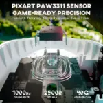 ATTACK SHARK G3 Tri-Mode Wireless Gaming Mouse 25,000 DPI, Ultra-Light 59g, PAW3311 Sensor, Broadcom Esports MCU, HUANO 80M Switches – White - Image 3