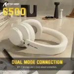 ATTACK SHARK G500 Ultra-Light Dual-Mode Gaming Headset With Bluetooth 5.3, 3.5mm Wired Connection, 210g Design, Hybrid Noise Cancelling, 40mm Drivers, Omnidirectional Mic | WHITE
