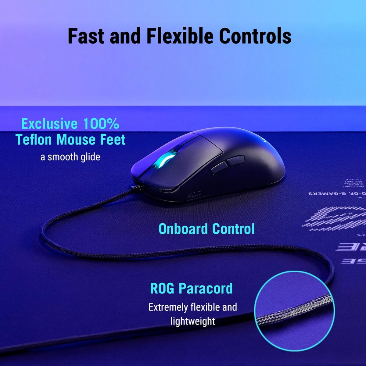 ASUS ROG Harpe Mini Core 52g Wired Gaming Mouse With 12,000 DPI Optical Sensor, ROG Micro Switch II, Push-Fit Switch Sockets, PTFE Feet, 1000 Hz Polling Rate | BLACK 