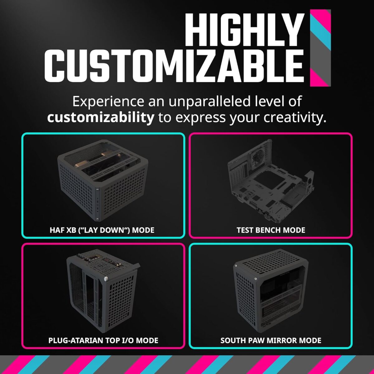 Cooler Master QUBE 500 Flatpack Mid Tower PC Case With Fully Modular Design, Vertical GPU Mount, E-ATX Support, Dual 280mm Radiator Compatibility, USB Type-C | BLACK