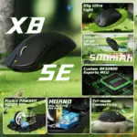 ATTACK SHARK X8SE Wireless Gaming Mouse With PAW3311 Sensor, 25,000 DPI, 1000Hz Polling Rate, Tri-Mode Connectivity, And 500mAh Battery | BLACK