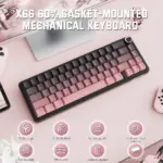 ATTACK SHARK X66 60% Wireless Gasket Mechanical Keyboard With Volume Knob, Tri-Mode BT/2.4G/USB-C, Hot-Swappable Strawberry Switches, RGB PBT Keycaps | Blackberry