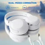 ATTACK SHARK G300 ANC Foldable Headphones With Bluetooth 5.3, Dual-Mode Wired And Wireless Connection, 40mm Drivers, -21dB Noise Cancelling, 210g Lightweight Design | WHITE