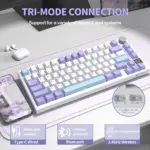ATTACK SHARK X820 Ultra 75% Tri-Mode Gasket Mechanical Keyboard With Smart TFT Display, Metal Knob, Hot-Swappable Linear "GIFT" Switches, 4000mAh Battery, And RGB Backlight | Star White