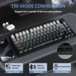 ATTACK SHARK X820 Ultra 75% Tri-Mode Gasket Mechanical Keyboard With Smart TFT Display, Metal Knob, Hot-Swappable Linear "SHARK" Switches, 4000mAh Battery, And RGB Backlight | Moonlit Night