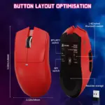ATTACK SHARK X11-SE Ultra-Light Tri-Mode Gaming Mouse Red with PAW3311 Sensor, 22,000 DPI, Wired/2.4G/Bluetooth 5.2, 65-Hour Battery - Image 8
