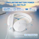 ATTACK SHARK G300 ANC Foldable Headphones With Bluetooth 5.3, Dual-Mode Wired And Wireless Connection, 40mm Drivers, -21dB Noise Cancelling, 210g Lightweight Design | WHITE