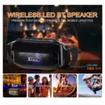 KISONLI LED-904 Wireless Bluetooth Mini Portable Speaker 5W Output, 1200mAh Battery, LED Lighting, FM Radio, USB/TF/AUX, TWS 1+1, Black