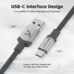 ATTACK SHARK C01PRO Coiled Cable Type-A to Type-C Grey – Double-Sleeved Aviator Keyboard Cable - Image 6