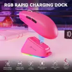 ATTACK SHARK G3 PRO Tri-Mode Wireless Gaming Mouse with RGB Charging Dock, 25,000 DPI, Ultra-Light 59g, PAW3311 Sensor, Omron 100M Switches – Berry Red - Image 3