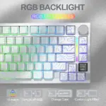 ATTACK SHARK X820 Ultra 75% Tri-Mode Gasket Mechanical Keyboard With Smart TFT Display, Metal Knob, Hot-Swappable Linear "GIFT" Switches, 4000mAh Battery, And RGB Backlight | White Contour