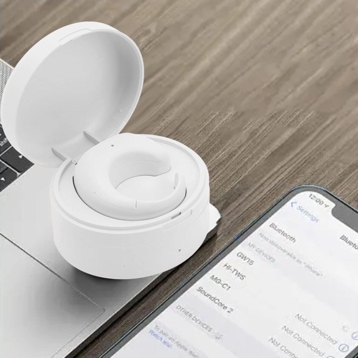 JX-05S Bluetooth Smart Ring Remote Control with Charging Case, Bluetooth 5.3, 48H Use, iOS & Android Compatible, Selfie, Media & Page Control, White - Image 5