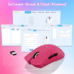 ATTACK SHARK X11-SE Ultra-Light Tri-Mode Gaming Mouse Berry Red with PAW3311 Sensor, 22,000 DPI, Wired/2.4G/Bluetooth 5.2, 65-Hour Battery - Image 4