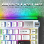 ATTACK SHARK R85 HE 75% Wired Magnetic Keyboard With 8000Hz Polling Rate, 0.005mm Rapid Trigger Accuracy, Custom RGB Lightbox, Multimedia Knob, And 5-Layer Sound System | STAR WHITE 