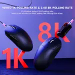 ATTACK SHARK X8PRO Ultra-Light Wireless Gaming Mouse 55g with PAW3395PRO Sensor, 40,000 DPI, 8K Polling, Tri-Mode Connection & C06ULTRA Cable – Black - Image 5